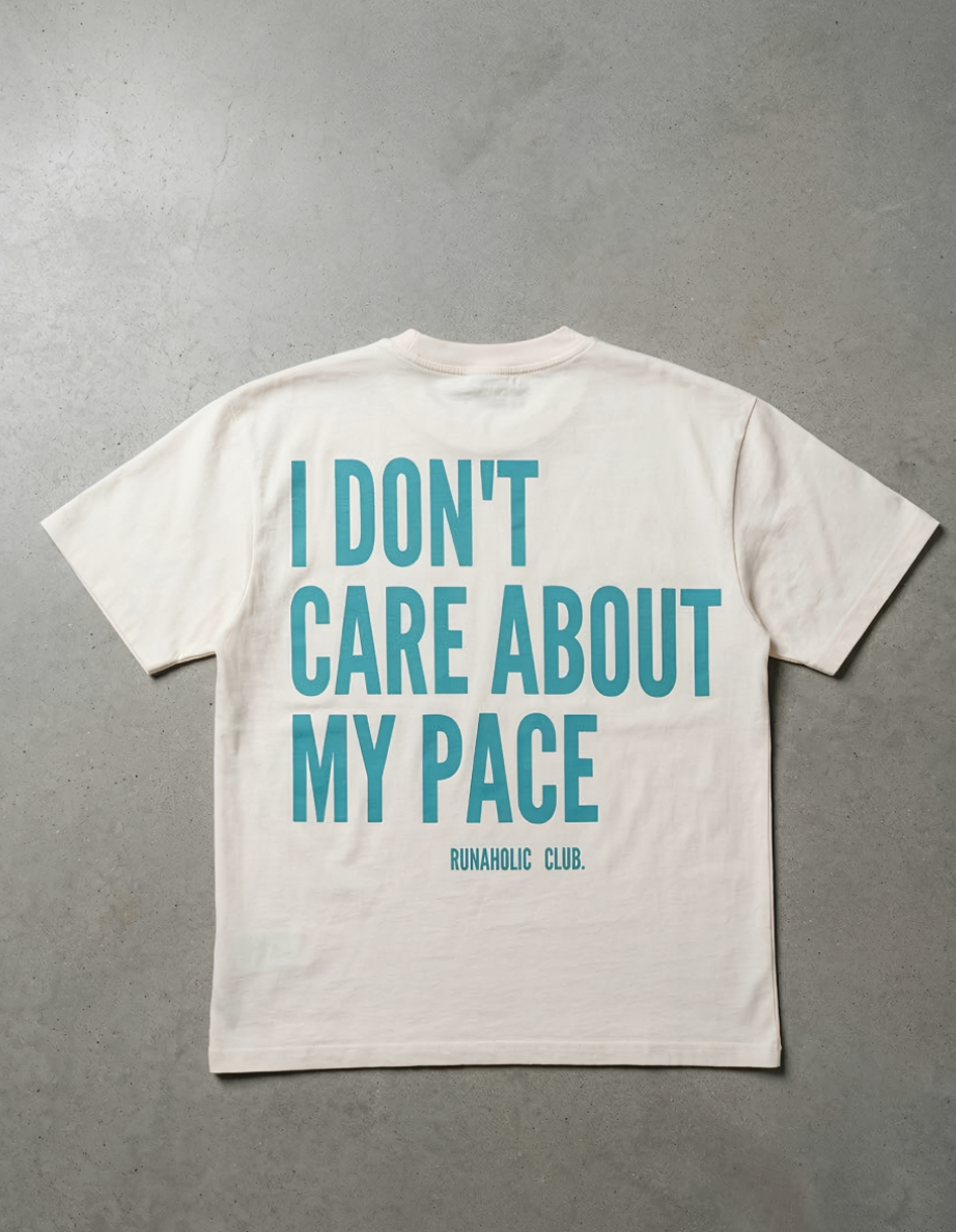 Camiseta "I Don't Care About My Pace" Off White